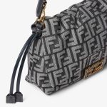FENDI Mamma Baguette Medium Dark blue denim-effect FF jacquard bag - Image 2